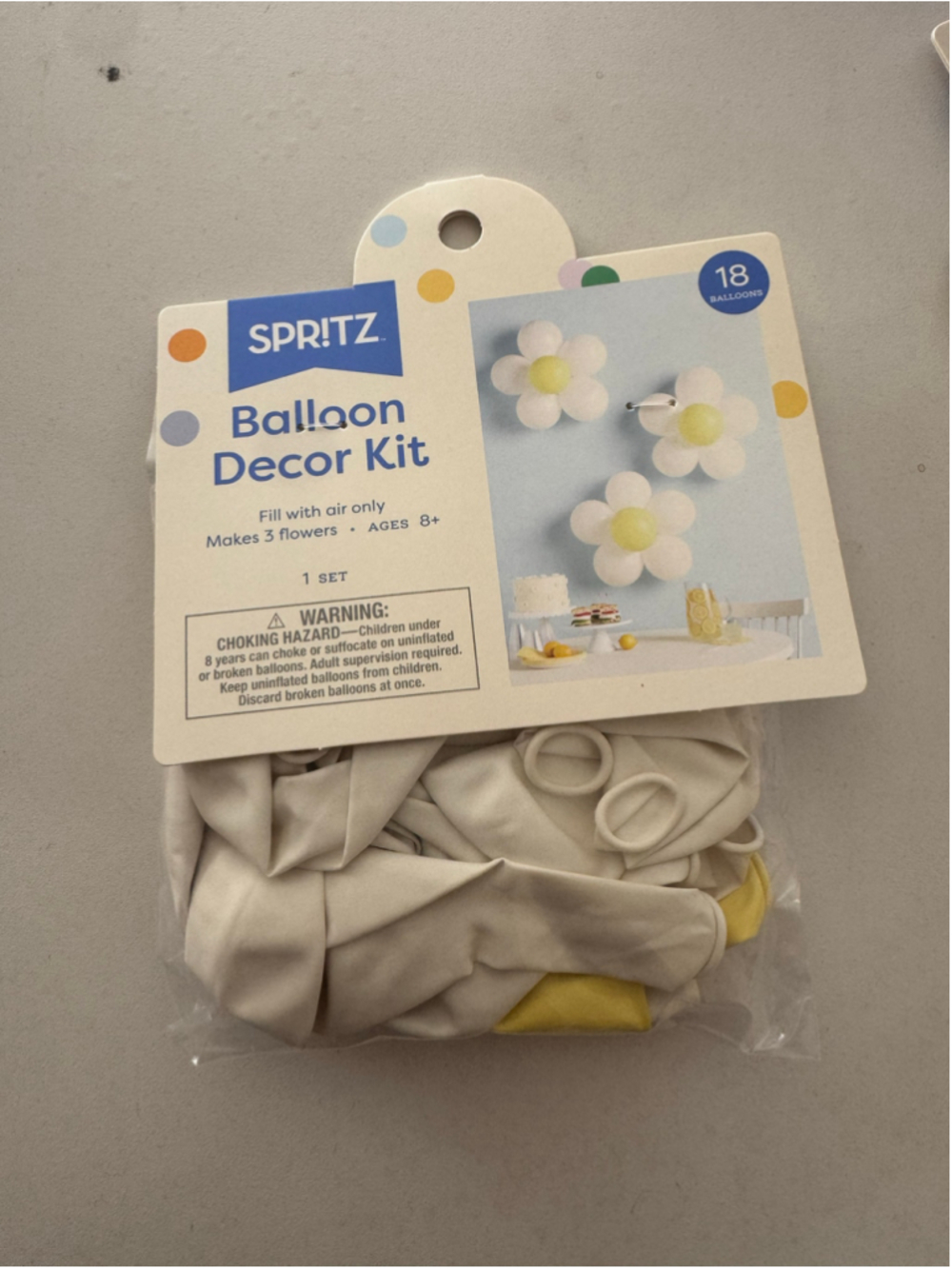 Spritz Balloon Decor Kit Flower Party Supplies One Size White Yellow